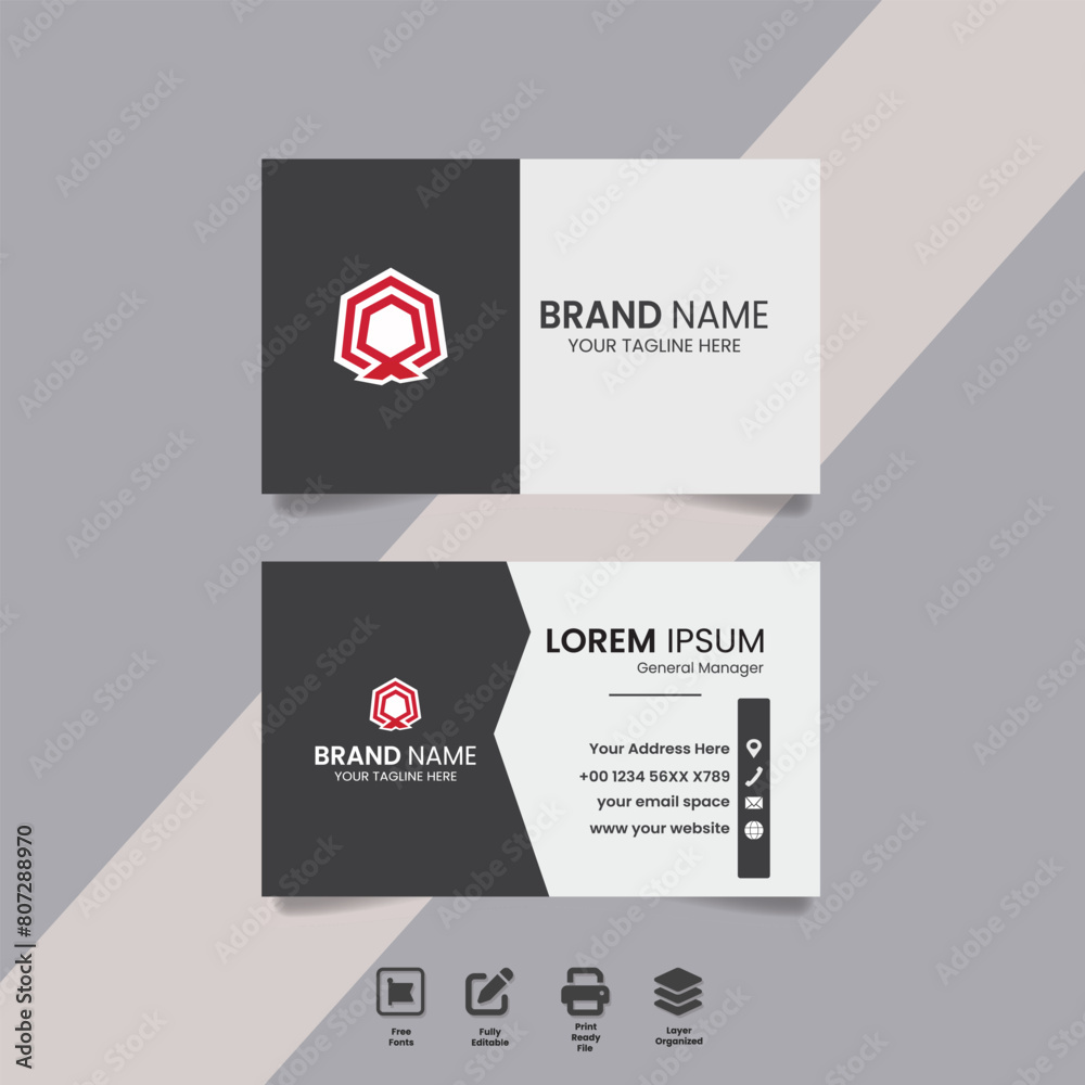 minimal, elegant black and white color business card template minimal, elegant black and white color business card template