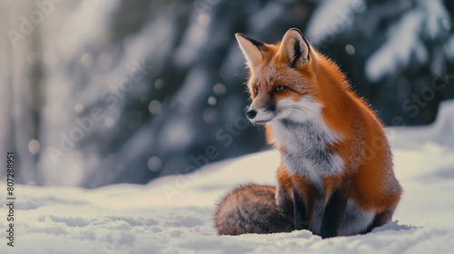 Raposa vermelha selvagem na neve - Wallpaper 