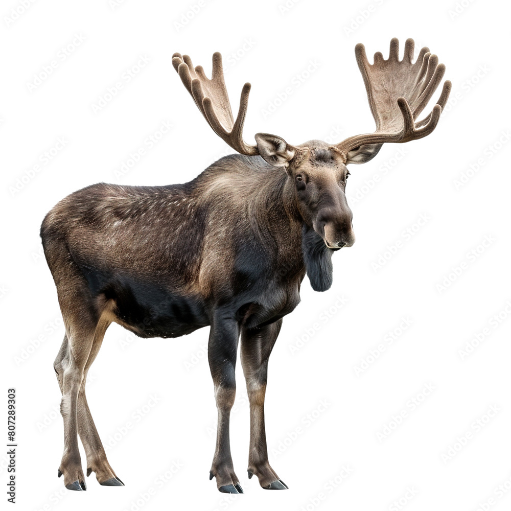Moose deer isolated on white or transparent background