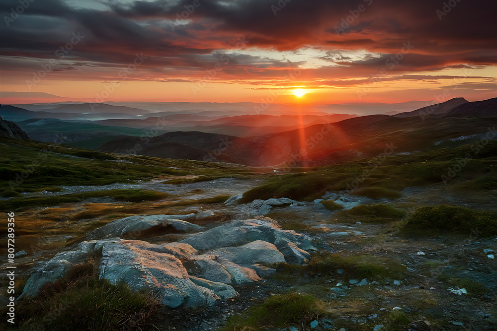 Fototapeta premium sunset in the mountains