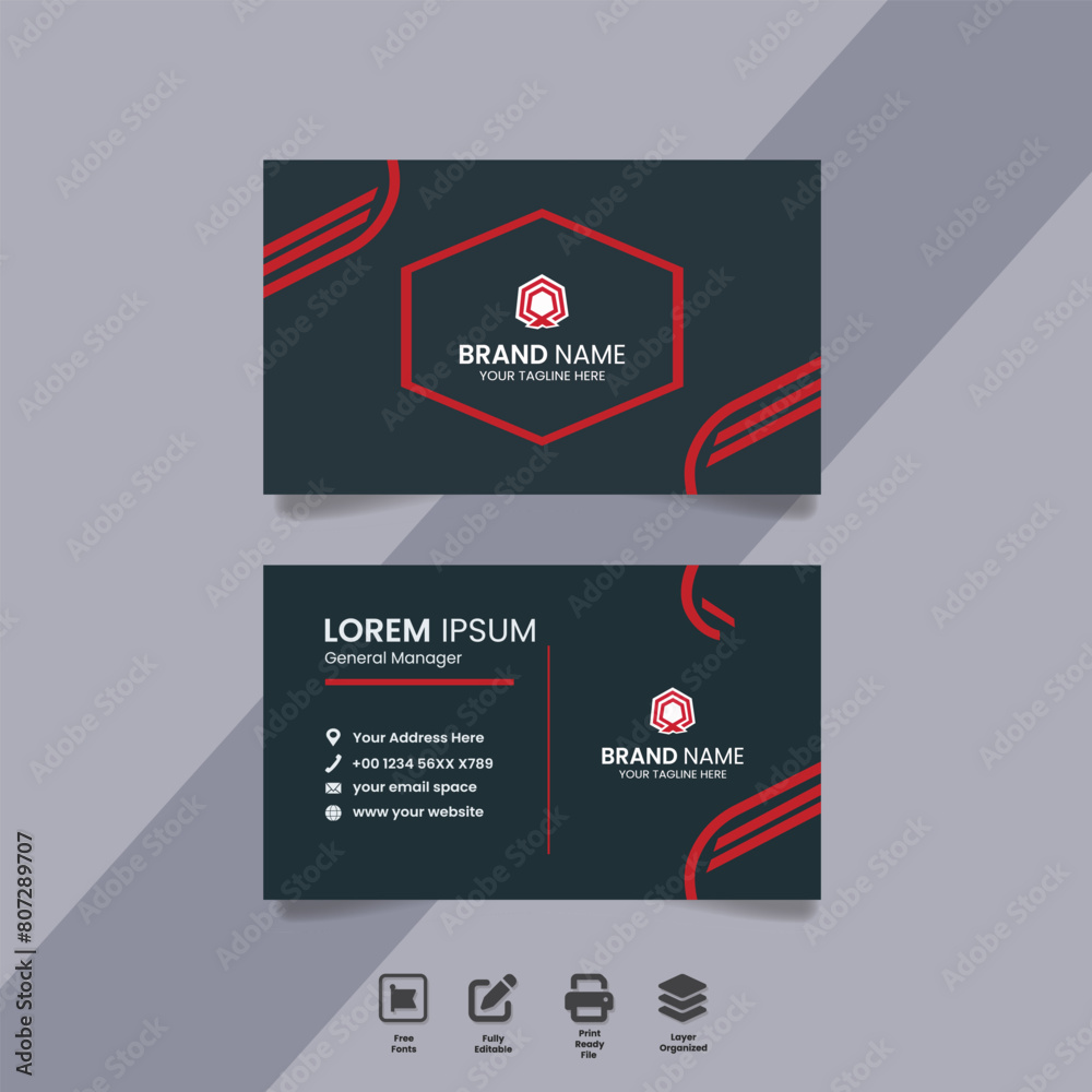 vector minimal, modern black and red business card template vector minimal, modern black and red business card template