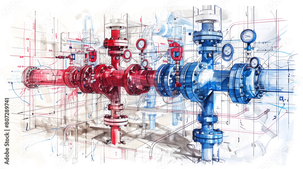 sketch of an industrial installation