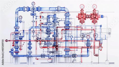 Obraz na płótnie sketch of an industrial installation w salonie