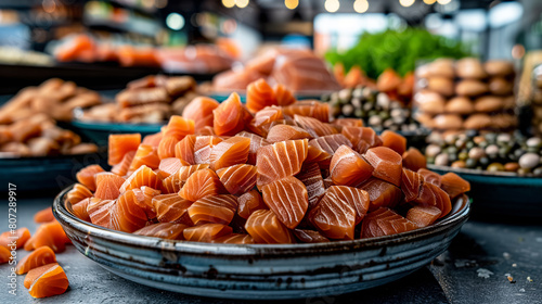 Salmon candy is an appetizer made from smoked salmon fillets, a popular specialty of the Pacific Northwest.