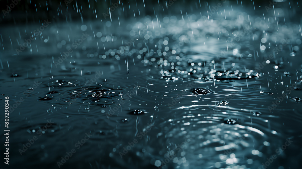 Water drops in a puddle.