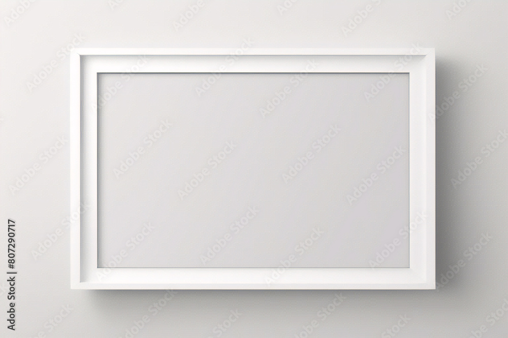 Marco vertical rectangular ligero y delgado colgado en una pared con textura blanca, plano, vista superior, ilustración 3D. Marco vertical rectangular ligero y delgado colgado en una pared con textura blanca, plano, vista superior, ilustración 3D.