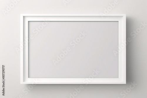 Marco vertical rectangular ligero y delgado colgado en una pared con textura blanca  plano  vista superior  ilustraci  n 3D.