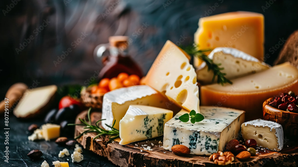 Assortment of Different Types of Cheese on Table