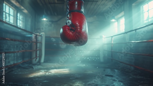 Red Boxing Gloves Hanging From Boxing Ring