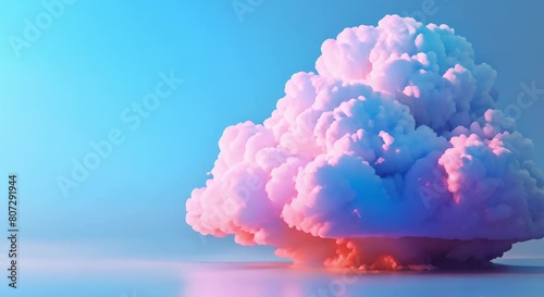 D Visualization of Cloud Storage Technology Against Blue Background. Concept Cloud Storage Technology, 3D Visualization, Blue Background photo