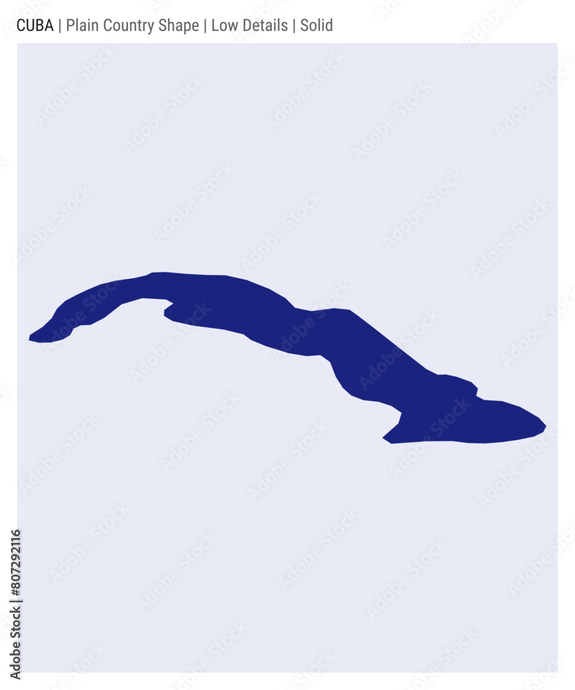 Fototapeta premium Cuba plain country map. Low details. Solid style. Shape of Cuba. Vector illustration.