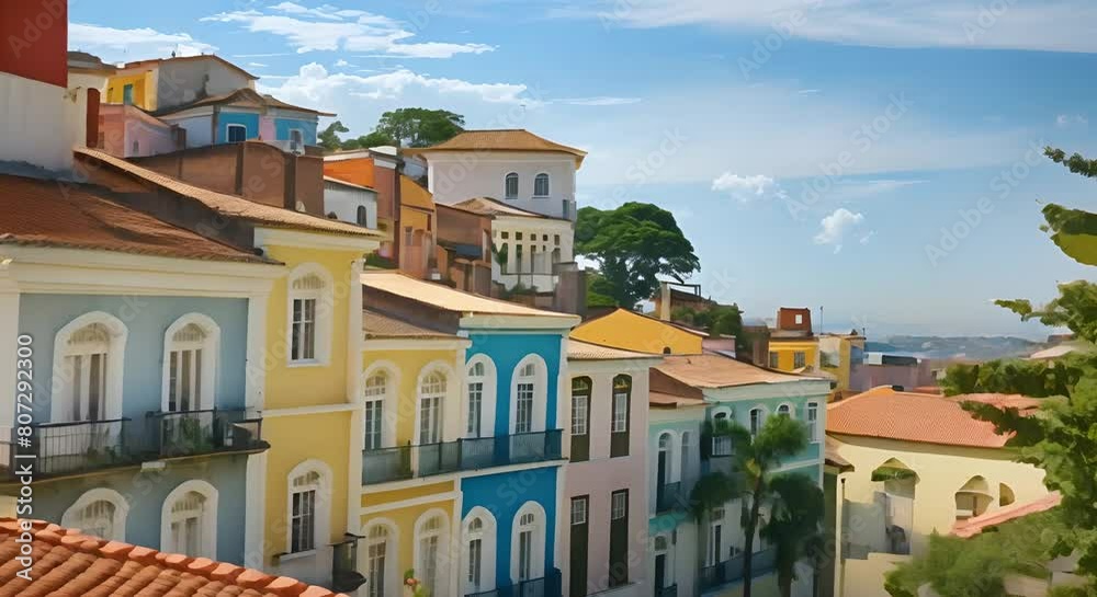 Digital showcase of Salvador Bahia with colorful architecture AfroBrazilian heritage and scenic beauty. Concept Salvador Bahia, Colorful Architecture, Afro-Brazilian Heritage, Scenic Beauty