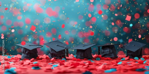 Graduation Caps and Confetti on Table