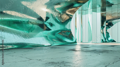 Abstract Green Reflective Interior Design