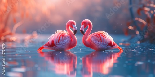 Symphony of Pink: Flamingos' Dance by the Waters photo