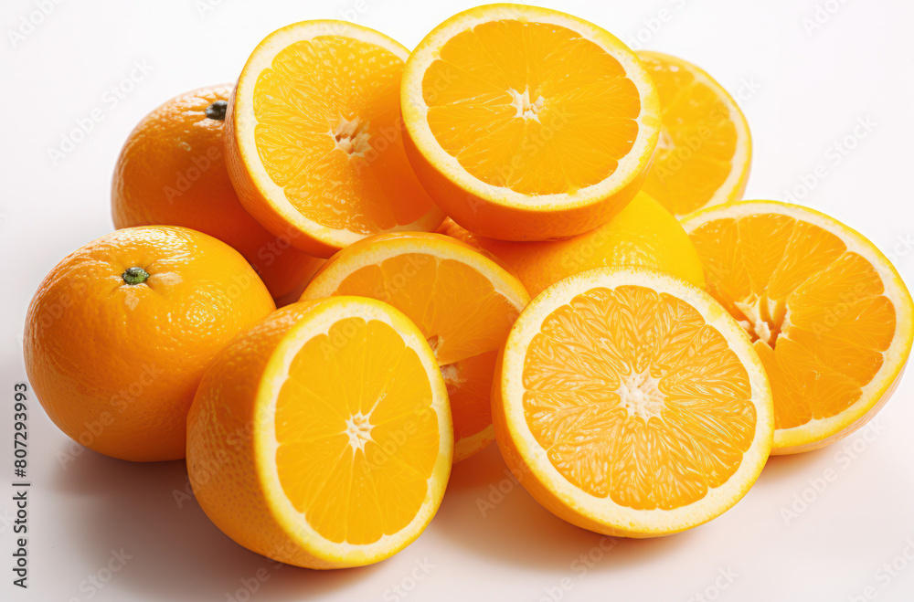 Close-up view of a stack of oranges placed on top of each other, showing round slices Close-up view of a stack of oranges placed on top of each other, showing round slices