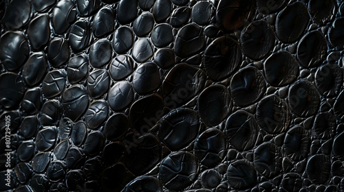 Background texture black leather reptiles. Snake_skin