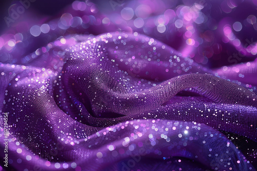 Detailed view of a purple fabric with numerous bubbles scattered across the surface, creating a textured and interesting appearance