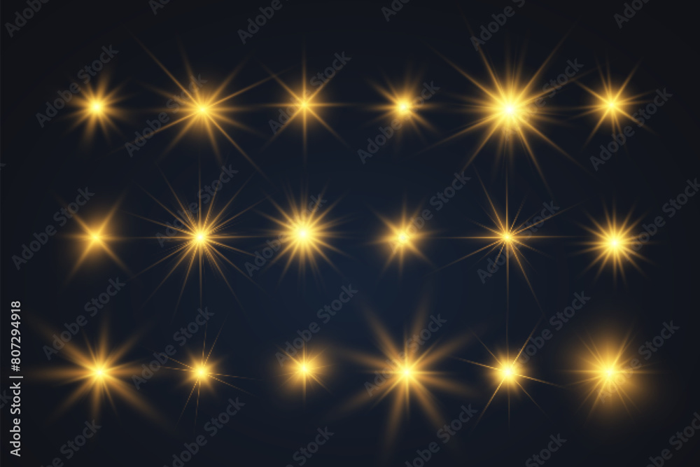 Spark of light.The star flashes brightly.Set of glowing effects.
Spark of light.The star flashes brightly.Set of glowing effects.