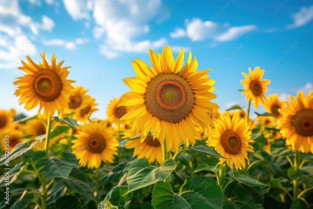 Summer's Glow: Vibrant Sunflower Landscape
