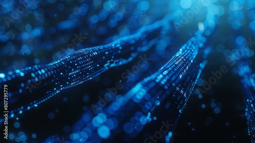 Digital Chain: Blockchain Technology Concept on blurred background blue photo