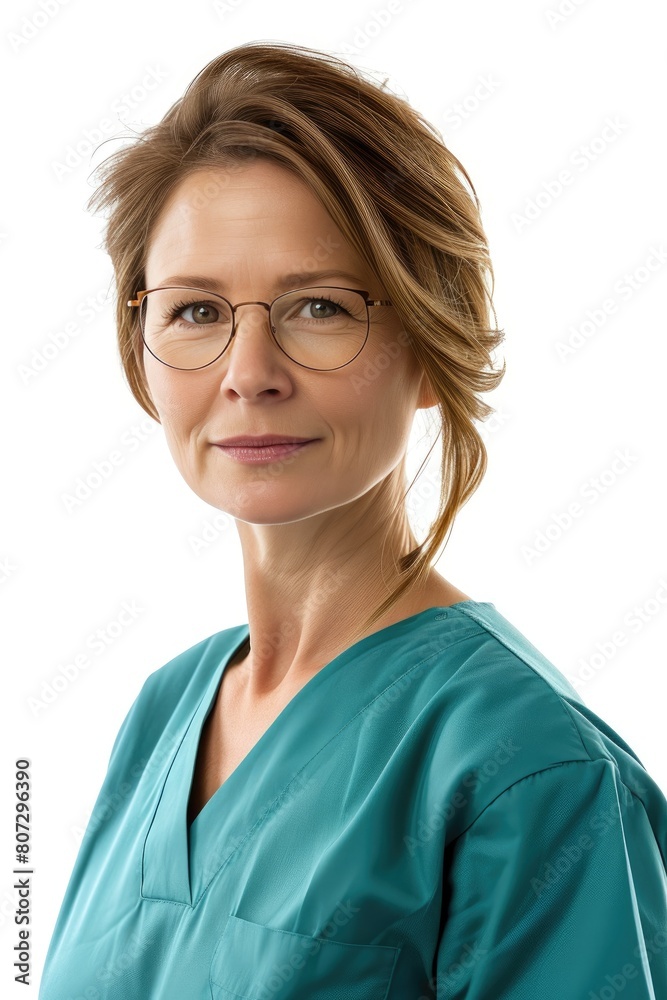 Obraz premium Thoughtful Female Consultant Wearing Glasses in Rim Light