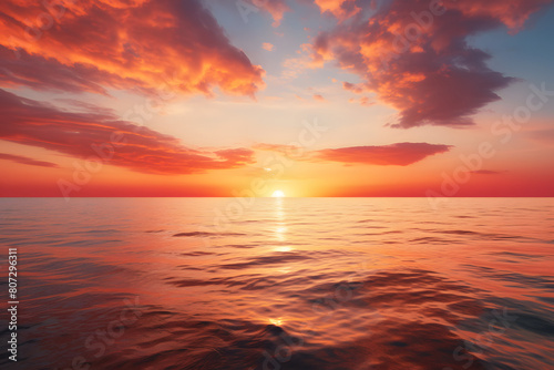 A picturesque seascape at sunset with the sky Generative Ai