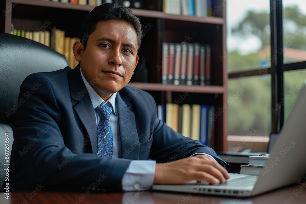 Confident Ecuadorian Legal Professional at Work