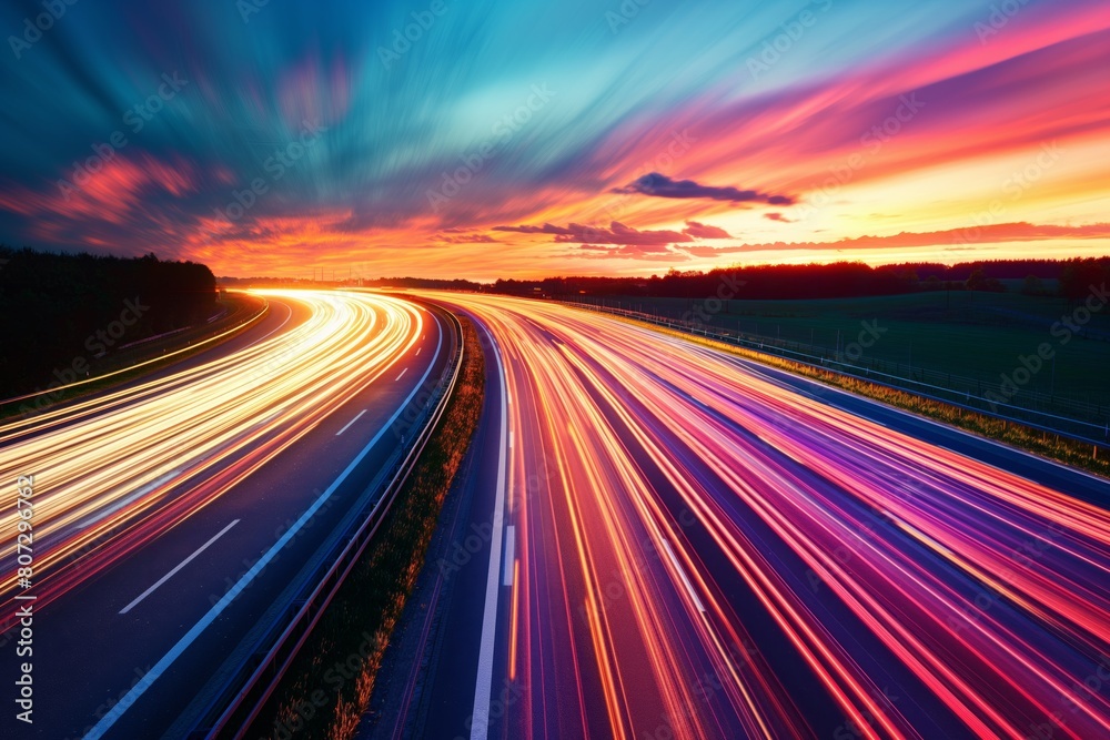 Long exposure highway at sunset Long exposure highway at sunset