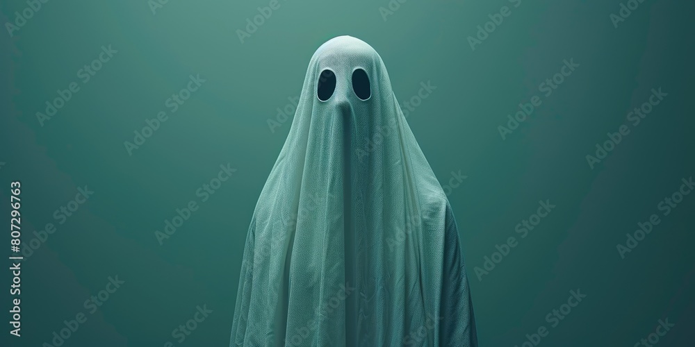 Ethereal Halloween: Ghostly Costume on Green