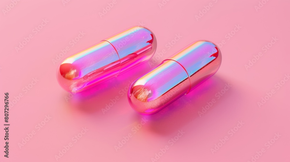 Magical Pills on Pink Background Generative AI