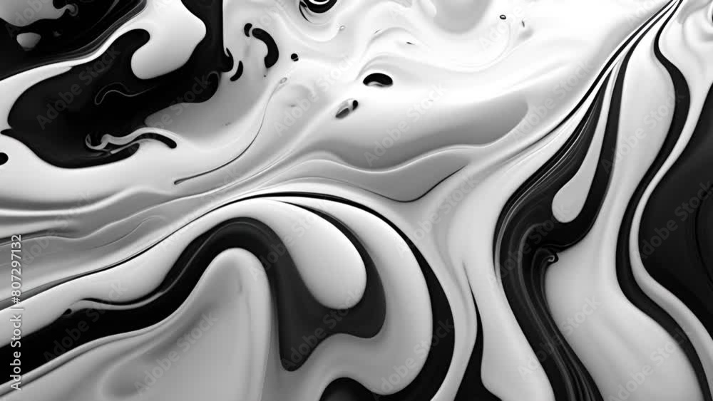 Abstract background of black and white liquid marble movement. Abstract ...