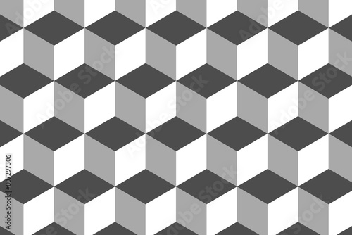 Abstract cube pattern on white background. Isometric, 3d space looks like optical illusion