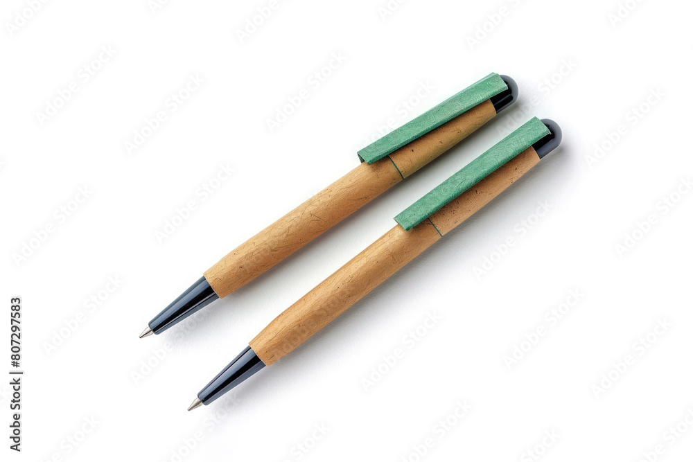 Eco paper ballpoint pen on white background. Eco paper ballpoint pen on white background.