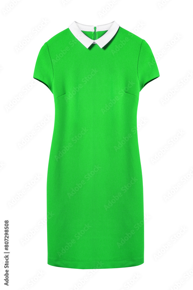 Chartreuse light green modern casual dress with a collar isolated white Chartreuse light green modern casual dress with a collar isolated white