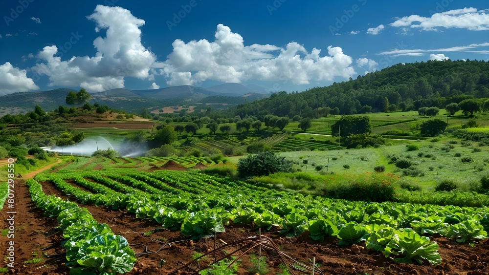 Optimizing Water Use in Agriculture Through Efficient Irrigation Systems. Concept Water Efficiency, Agriculture Technology, Sustainable Farming, Irrigation Practices, Environmental Conservation