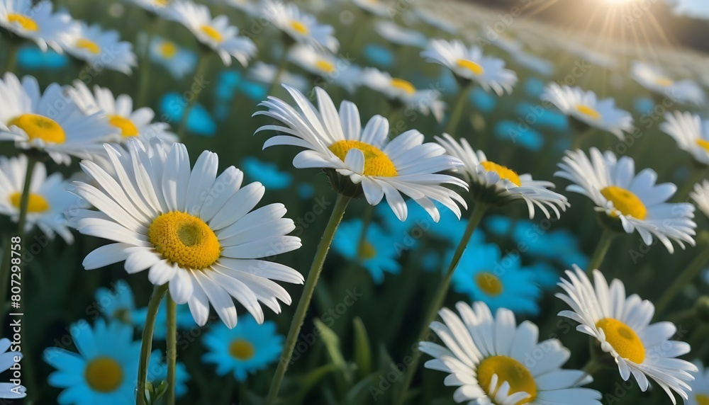 Move on to a picture of a field of colorful Daisies, with rows of these elegant flowers stretching as far as the eye can see. 8k