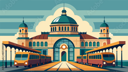 The historic train station has been restored to its former glory with its grand dome ceiling and intricate stained glass windows now serving as the. Vector illustration