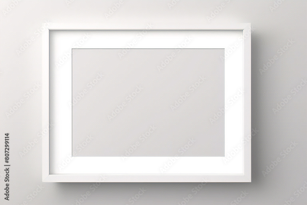 Fototapeta premium Lienzo blanco vacío con marco decorativo sobre una maqueta de fondo blanco