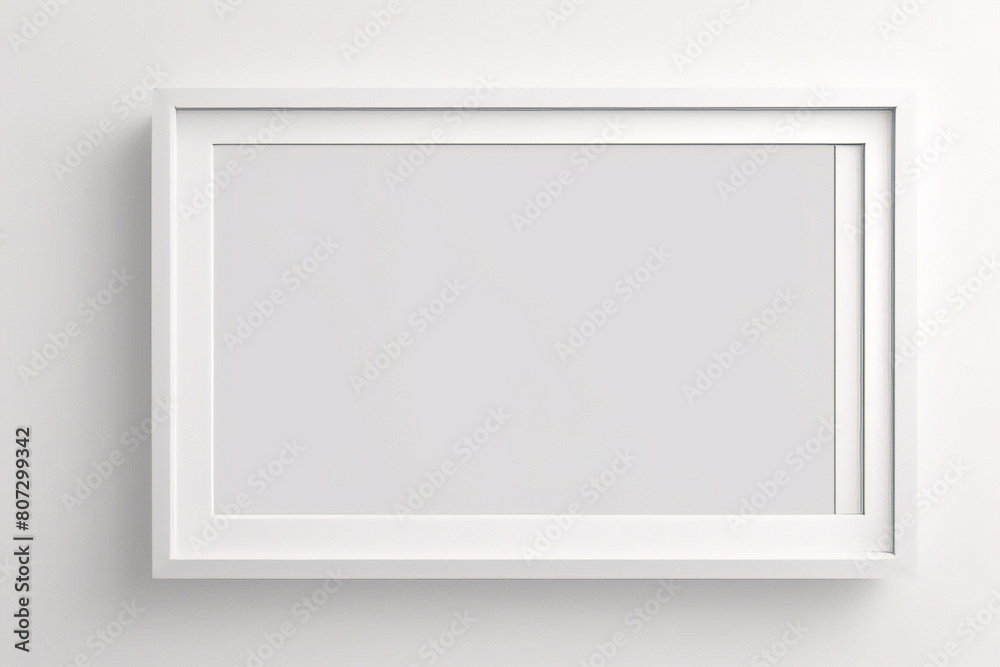 Lienzo blanco vacío con marco decorativo sobre una maqueta de fondo blanco Lienzo blanco vacío con marco decorativo sobre una maqueta de fondo blanco