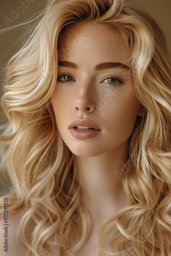 Woman With Long Hair and Blue Eyes