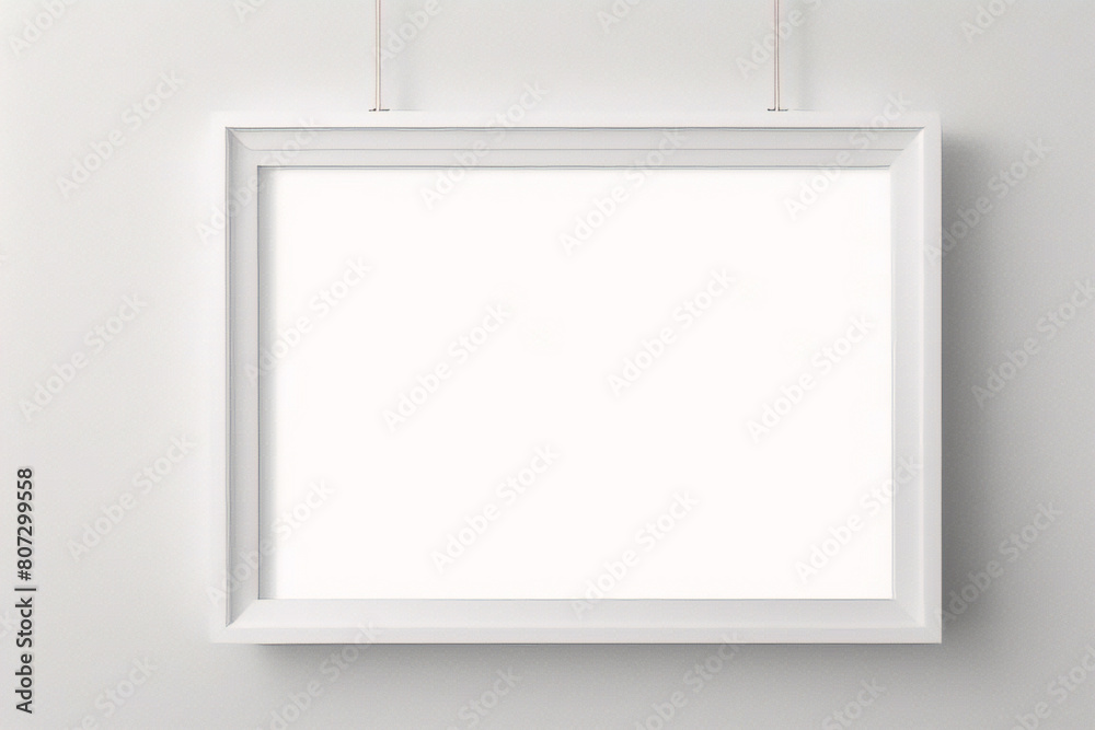Lienzo blanco vacío con marco decorativo sobre una maqueta de fondo blanco Lienzo blanco vacío con marco decorativo sobre una maqueta de fondo blanco