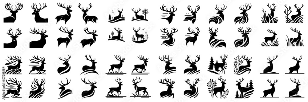 collection of abstract deer silhouettes