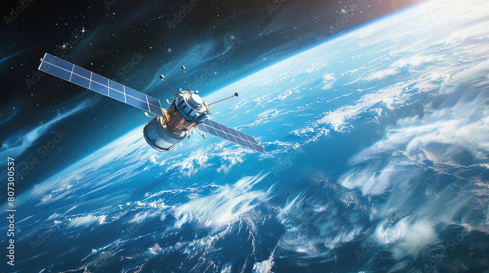 Obraz premium telecommunication satellite, AI generated