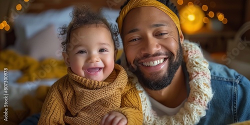 Man and Little Girl in Matching Orange Shirts