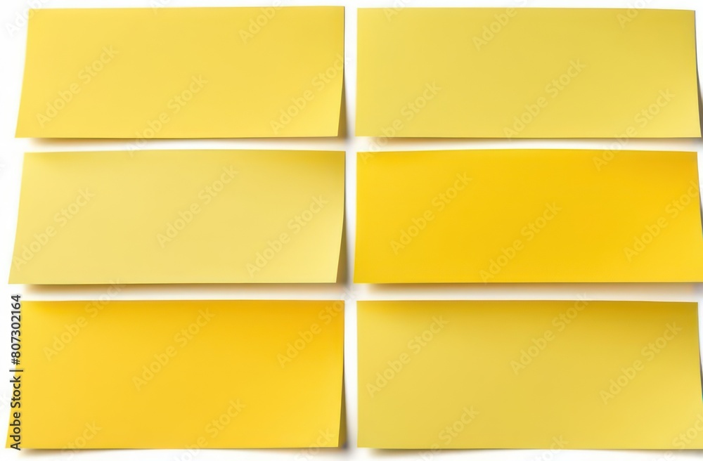 A set of blank yellow adhesive notes isolated on white background. A set of blank yellow adhesive notes isolated on white background.