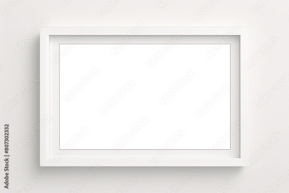 Lienzo blanco vacío con marco decorativo sobre una maqueta de fondo blanco Lienzo blanco vacío con marco decorativo sobre una maqueta de fondo blanco