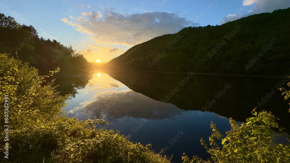 Eifel lake reflection sunset