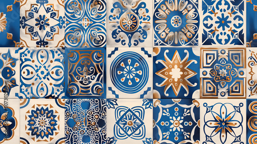 Vibrant Collection of Portuguese Azulejo Tiles with Intricate Patterns