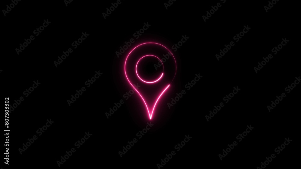 Fototapeta premium Abstract neon location icon illustration.